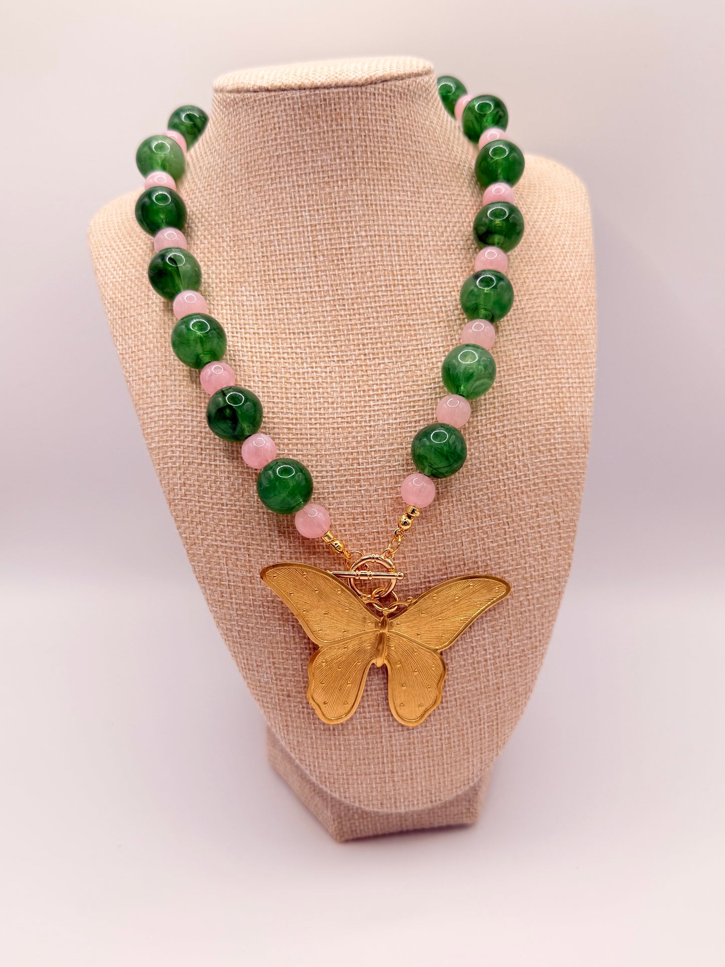 Green and Pink Lola w/ Large Butterfly
